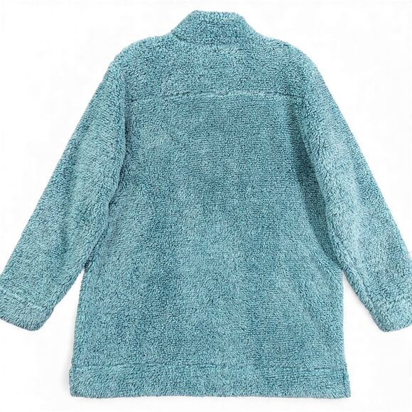 Soft Surroundings Women’s M Teal Sherpa Fleece Pullover Jacket Quarter Zip Cozy - Picture 2 of 7